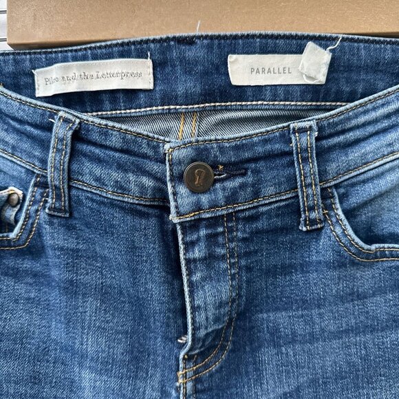 Pilcro & The Letterpress Parallel Cuffed Hem Slim Straight Denim Jeans Women 27 - Picture 5 of 14
